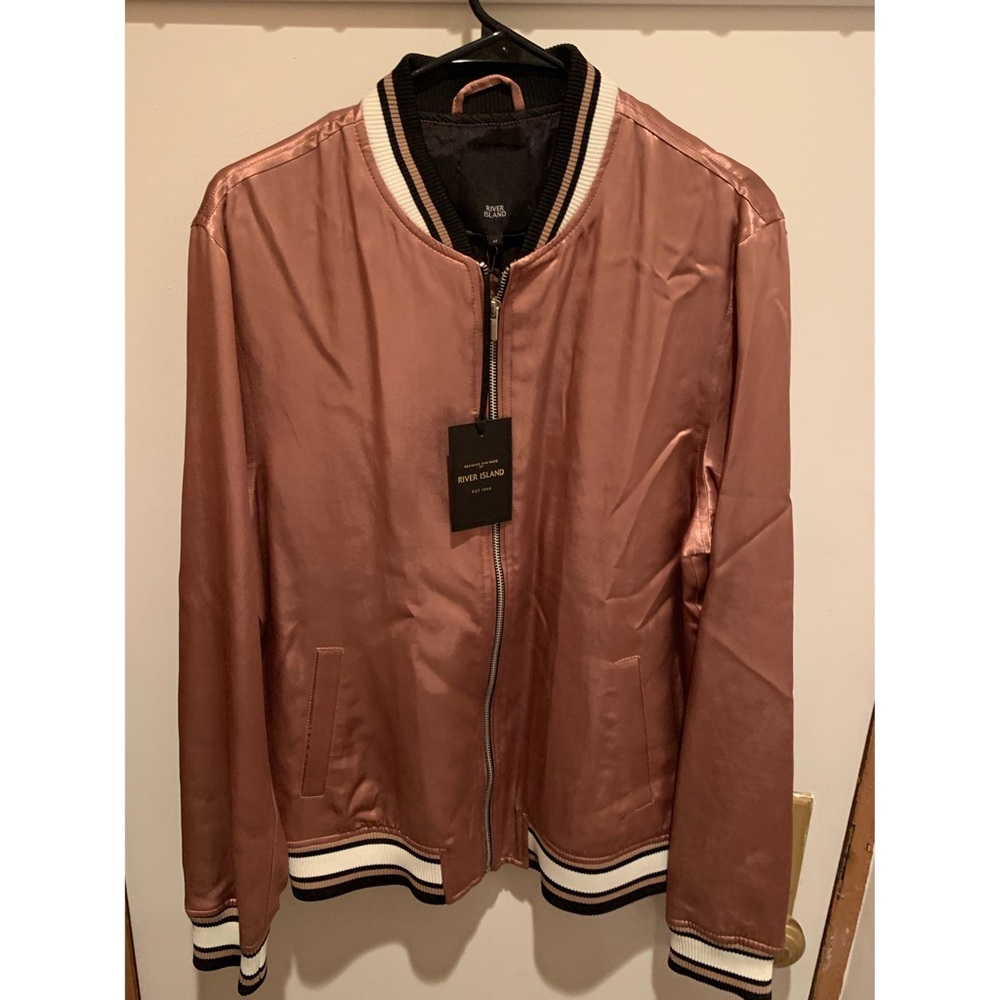 River Island Pink Satin Bomber Jacket